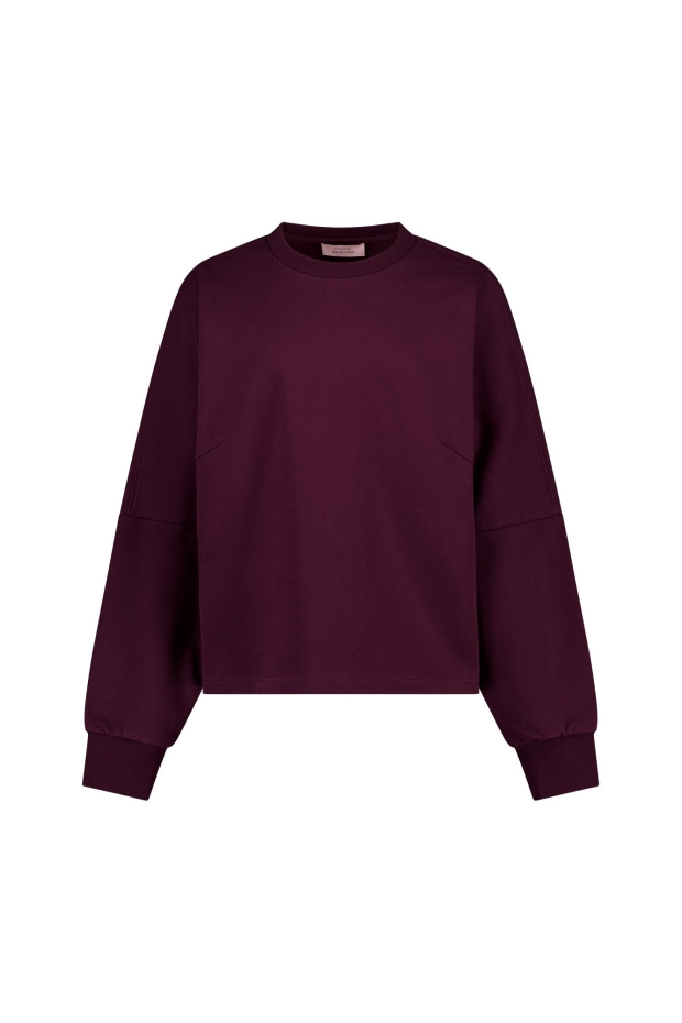 Studio Anneloes Costa ls round neck sweater 14255 4800 aubergine