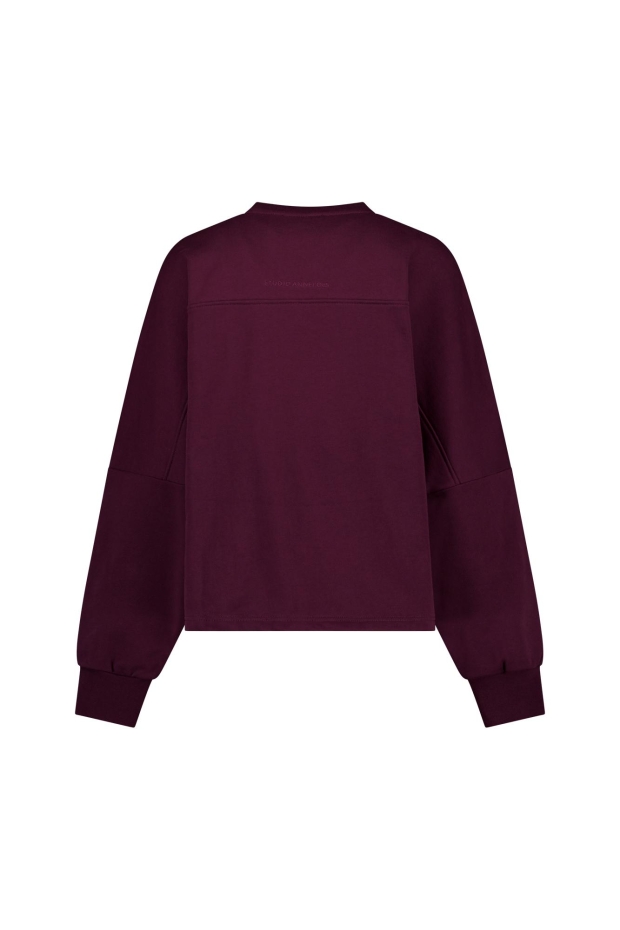 Studio Anneloes Costa ls round neck sweater 14255 4800 aubergine