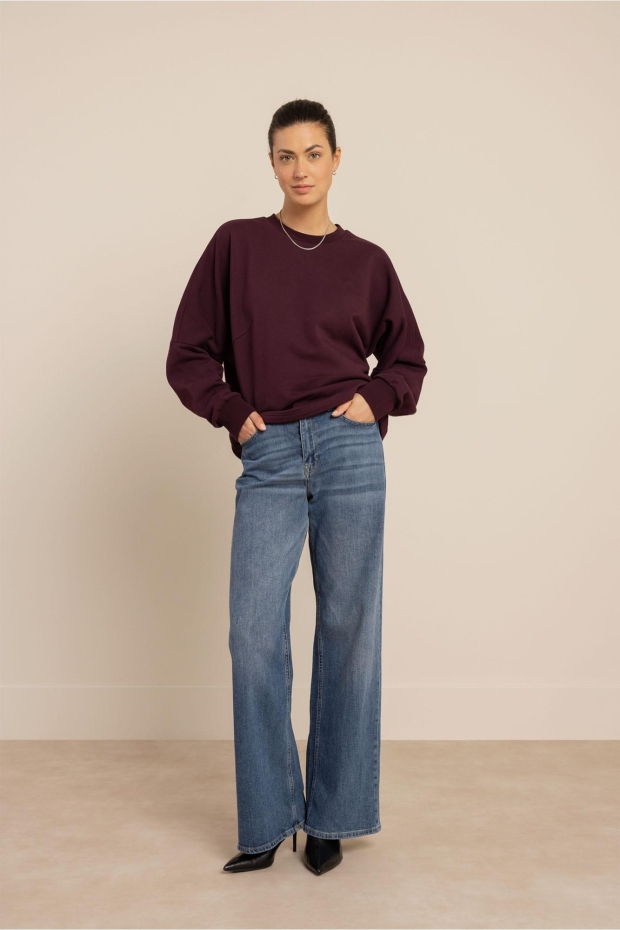 Studio Anneloes Costa ls round neck sweater 14255 4800 aubergine