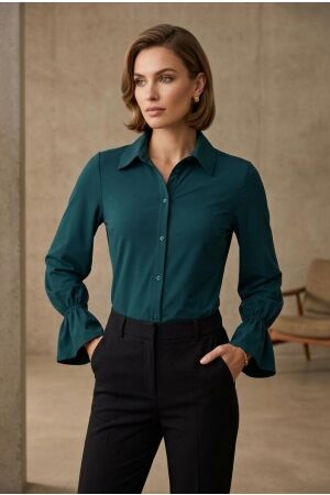 Studio Anneloes Studio Anneloes duna ruffle blouse 14273 Blouse 8300 dark teal