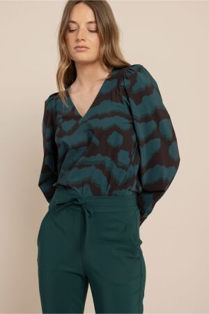 Studio Anneloes Studio Anneloes les blurred top 14274 T-shirt Lange mouw 8782 espresso/teal