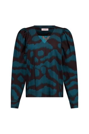 Studio Anneloes Studio Anneloes les blurred top 14274 T-shirt Lange mouw 8782 espresso/teal