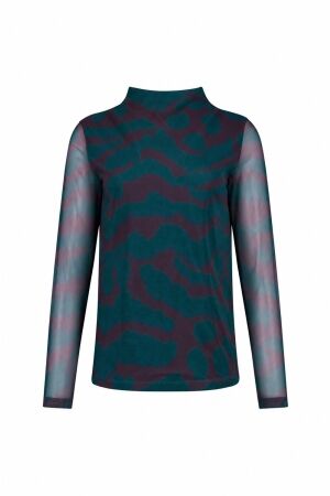 Studio Anneloes Studio Anneloes rachel blurred mesh top 14280 T-shirt Lange mouw 8248 teal/aubergine
