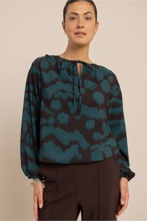 Studio Anneloes Studio Anneloes wendy blurred blouse 14283 Blouse 8782 espresso/teal