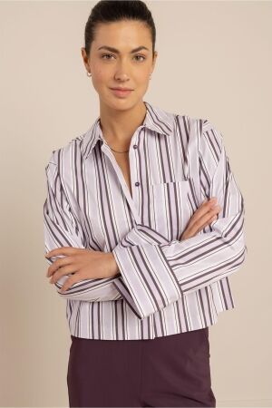 Studio Anneloes Studio Anneloes erina stripe blouse 14285 Blouse 4748 light aubergine/ aubergine