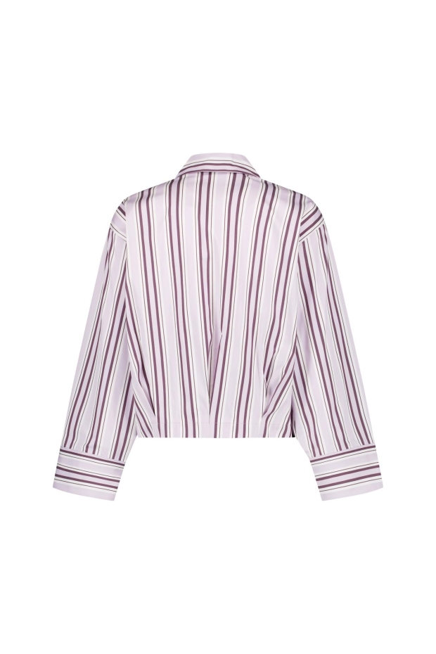 Studio Anneloes Erina stripe blouse 14285 4748 light aubergine/ aubergine