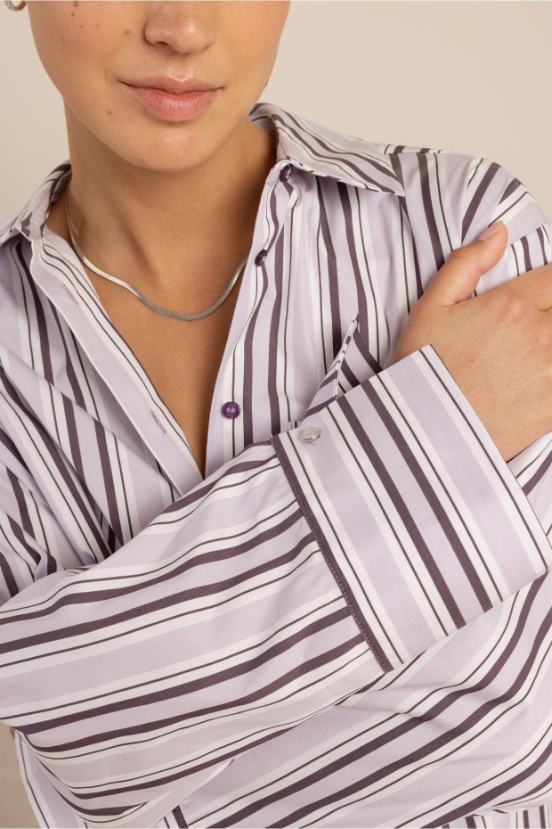 Studio Anneloes Erina stripe blouse 14285 4748 light aubergine/ aubergine