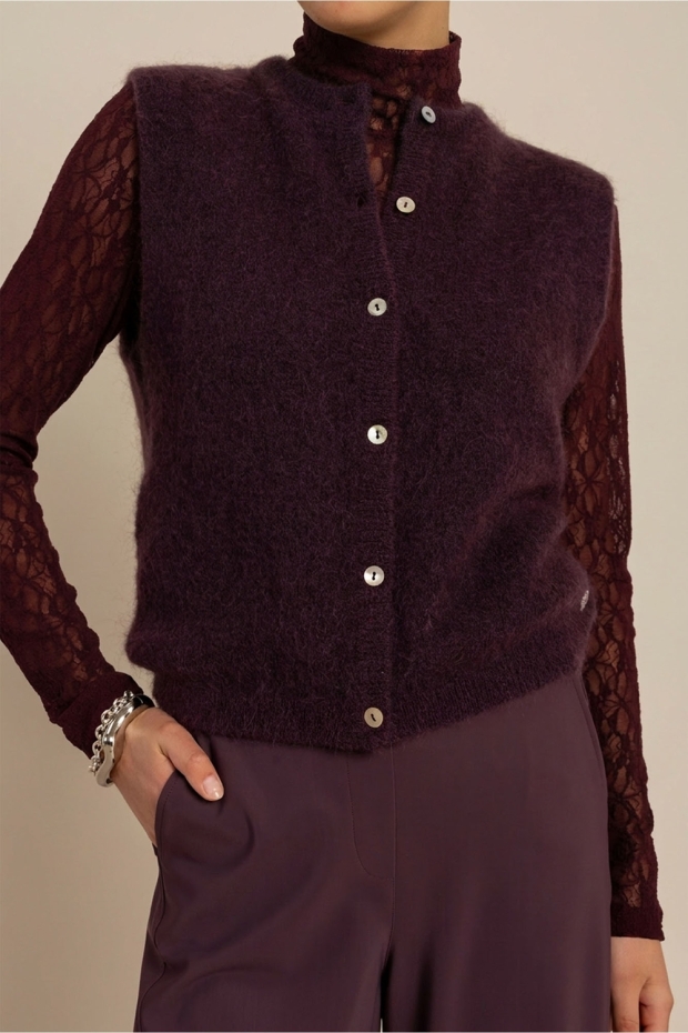 Studio Anneloes Bibi sls cardigan 14450 4800 aubergine