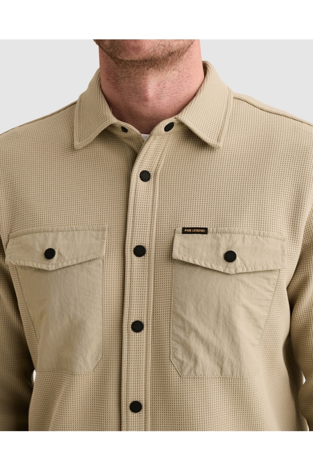 PME Legend The Jones Jersey Waffle/overshirt PSI2610288 6412 stone green