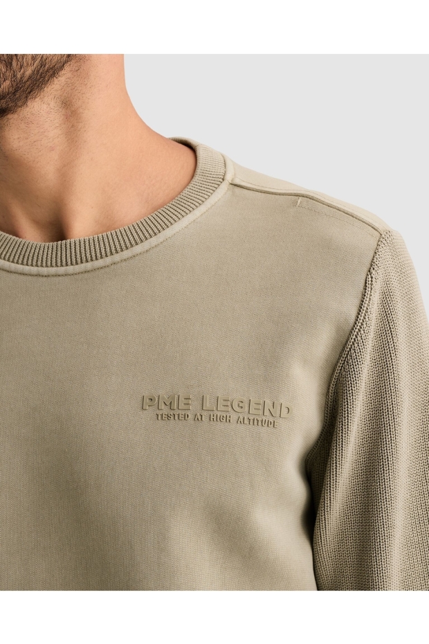 PME Legend sweat knit combination PSW2610323 6412 stone green