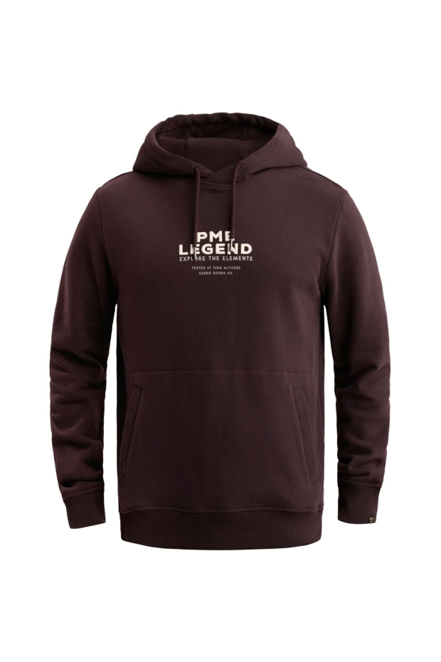 PME Legend dry peached semi brushed hoody 4357 dark aubergine