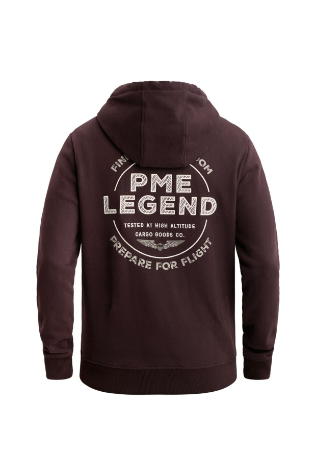 PME Legend dry peached semi brushed hoody 4357 dark aubergine