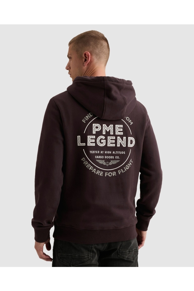 PME Legend dry peached semi brushed hoody 4357 dark aubergine