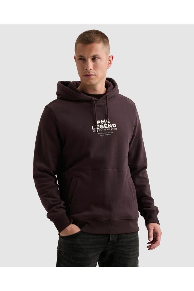 PME Legend dry peached semi brushed hoody 4357 dark aubergine