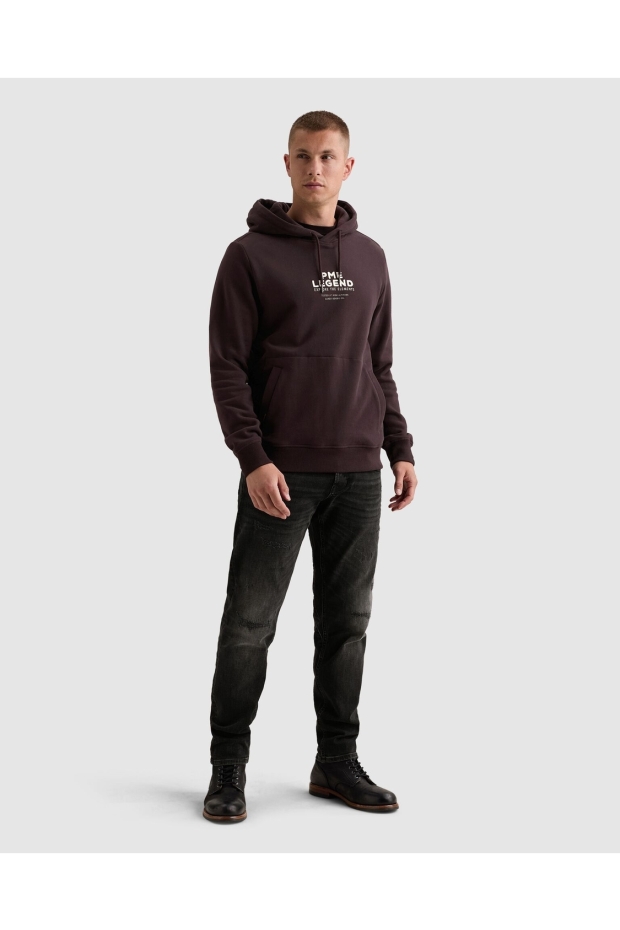 PME Legend dry peached semi brushed hoody 4357 dark aubergine