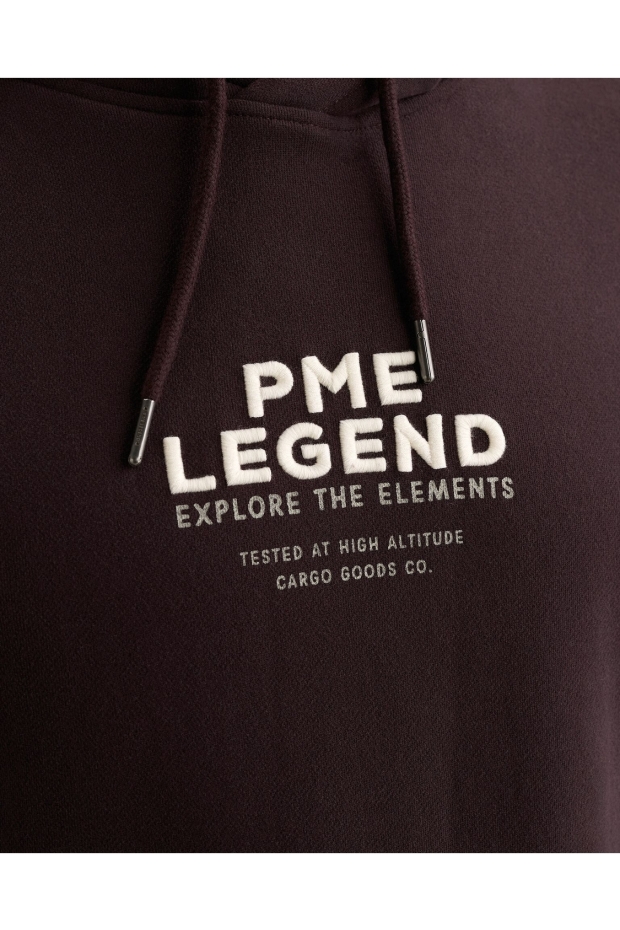 PME Legend dry peached semi brushed hoody 4357 dark aubergine