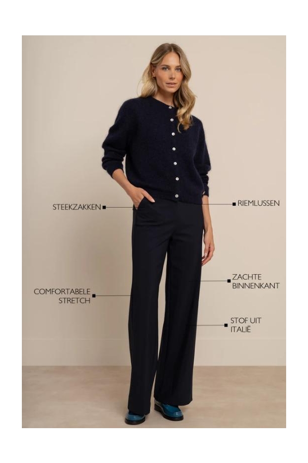 Studio Anneloes Lexie winter bonded trousers 94863 6900 dark blue