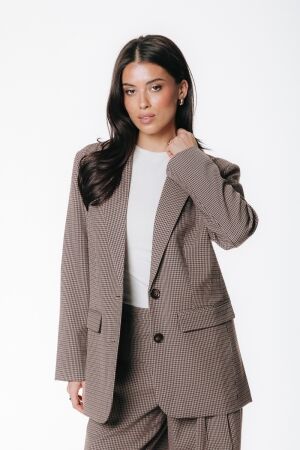 Colourful Rebel Colourful Rebel gemma houndstooth single breasted blazer wj118427 Blazers 750 brown