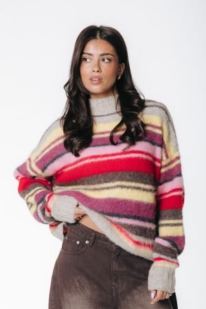 Colourful Rebel Colourful Rebel gardenia multi stripe sweater wk119038 Sweater 102 multicolor