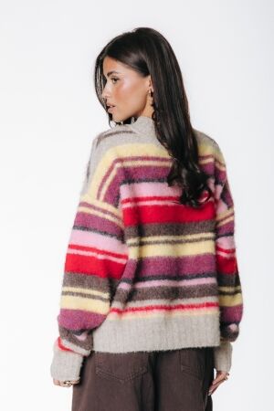 Colourful Rebel Colourful Rebel gardenia multi stripe sweater wk119038 Sweater 102 multicolor