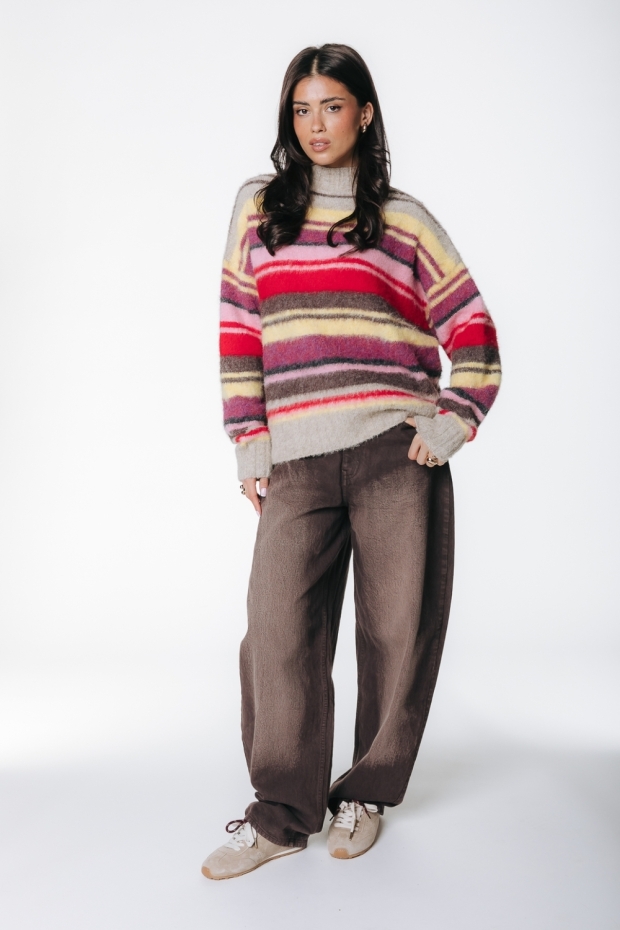 Colourful Rebel Gardenia Multi Stripe Sweater WK119038 102 multicolor