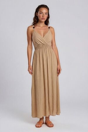 Turquoise by DAAN Turquoise by DAAN jurk viscose met kralen 41442 Jurken camel