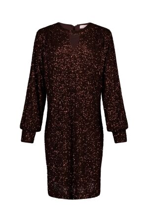 Studio Anneloes Studio Anneloes gestine sequin dress 14474 Jurk 8700 espresso