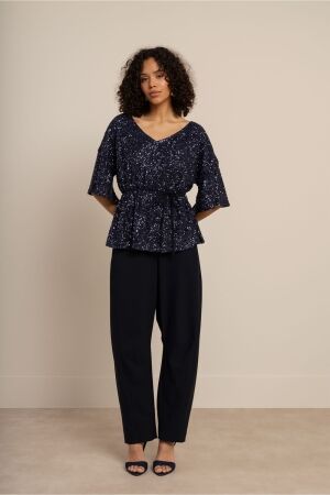 Studio Anneloes Studio Anneloes vajen sequin vneck top 14475 T-shirt Korte mouw 6503 navy
