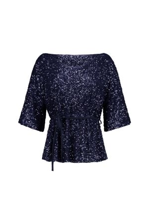 Studio Anneloes Studio Anneloes vajen sequin vneck top 14475 T-shirt Korte mouw 6503 navy
