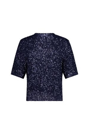 Studio Anneloes Studio Anneloes princess sequins top 14476 T-shirt Korte mouw 6503 navy
