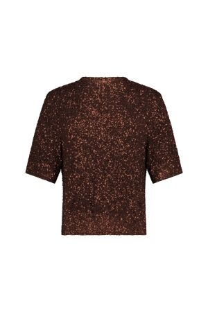 Studio Anneloes Studio Anneloes princess sequins top 14476 T-shirt Korte mouw 8700 espresso