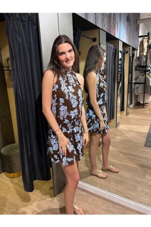 Rammani Rammani jurk kort bloem 41900 Jurk brown