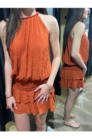 Rammani Rammani jurk kort 70381 Jurk brick