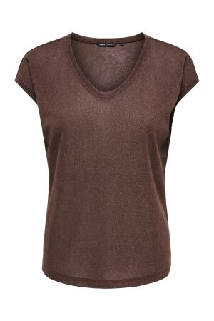 Only Only onlsilvery s/s v neck lurex top jrs noos T-shirts deep mahogany
