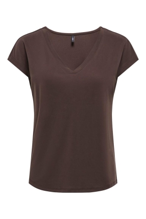 Only Only onlfree s/s mod.v-neck top jrs noos Tops en Singlets coffee bean