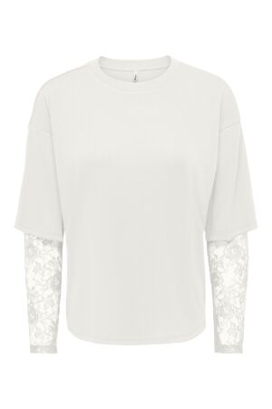 Only Only onltahlia l/s lace top pr jrs T-shirt Lange mouw cloud dancer