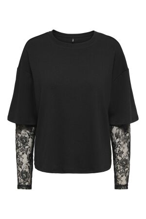 Only Only onltahlia l/s lace top pr jrs T-shirt Lange mouw black