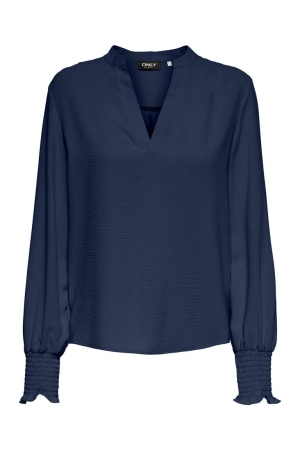 Only Only onlmette v-neck ls smock top noos wvn T-shirt Lange mouw naval academy