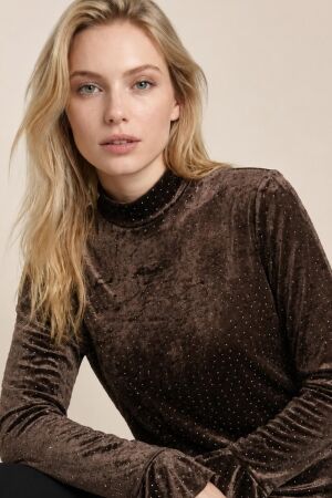 Helena Hart Helena Hart pull paillet 7885 T-shirt Lange mouw choco