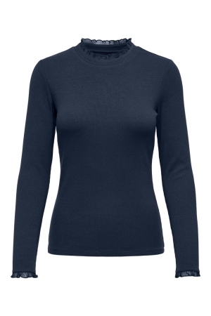 Only Only onlleslie l/s lace mix top jrs noos T-shirt Lange mouw navy blazer