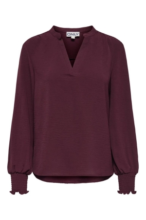 Only Only onlmette v-neck ls smock top noos wvn T-shirt Lange mouw decadent chocolate