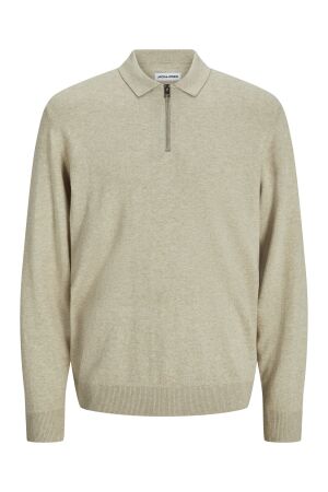 Jack & Jones Jack & Jones jjeemil knit polo half zip ls noos Trui oatmeal melange