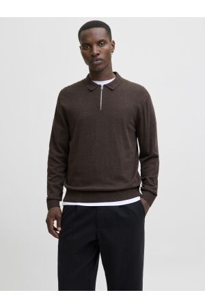 Jack & Jones Jack & Jones jjeemil knit polo half zip ls noos Trui mulch twist