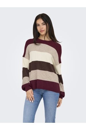 Only Only onlatia l/s stripe pullov knt noos Sweater zinfandel