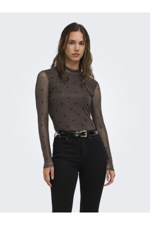Only Only onlerica mesh l/s top jrs noos T-shirt Lange mouw coffee bean