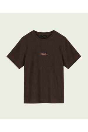 Elvira Casuals Elvira Casuals t-shirt oui e4 26-033 T-shirts dark coffee