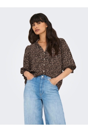 Only Only onlraya 3/4 shirt wvn noos 15332997 Blouse silver mink animal