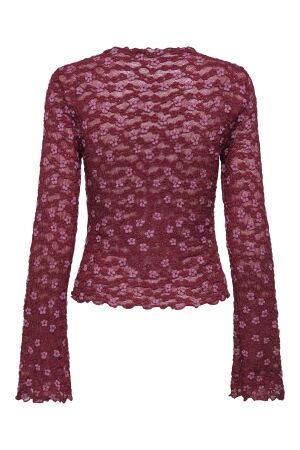 Only Only onllollie l/s lace top cs jrs 15384092 T-shirt Lange mouw rumba red pale lilac flower