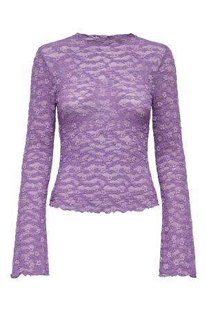 Only Only onllollie l/s lace top cs jrs 15384092 T-shirt Lange mouw pansy pale violet flower