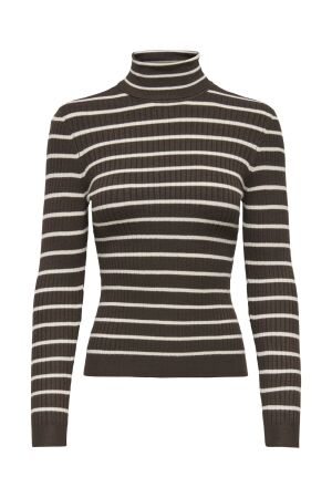 Only Only onlkarol l/s rollneck pullover knt noos 15165075 Trui coffee bean thin stripes/whitecap gray
